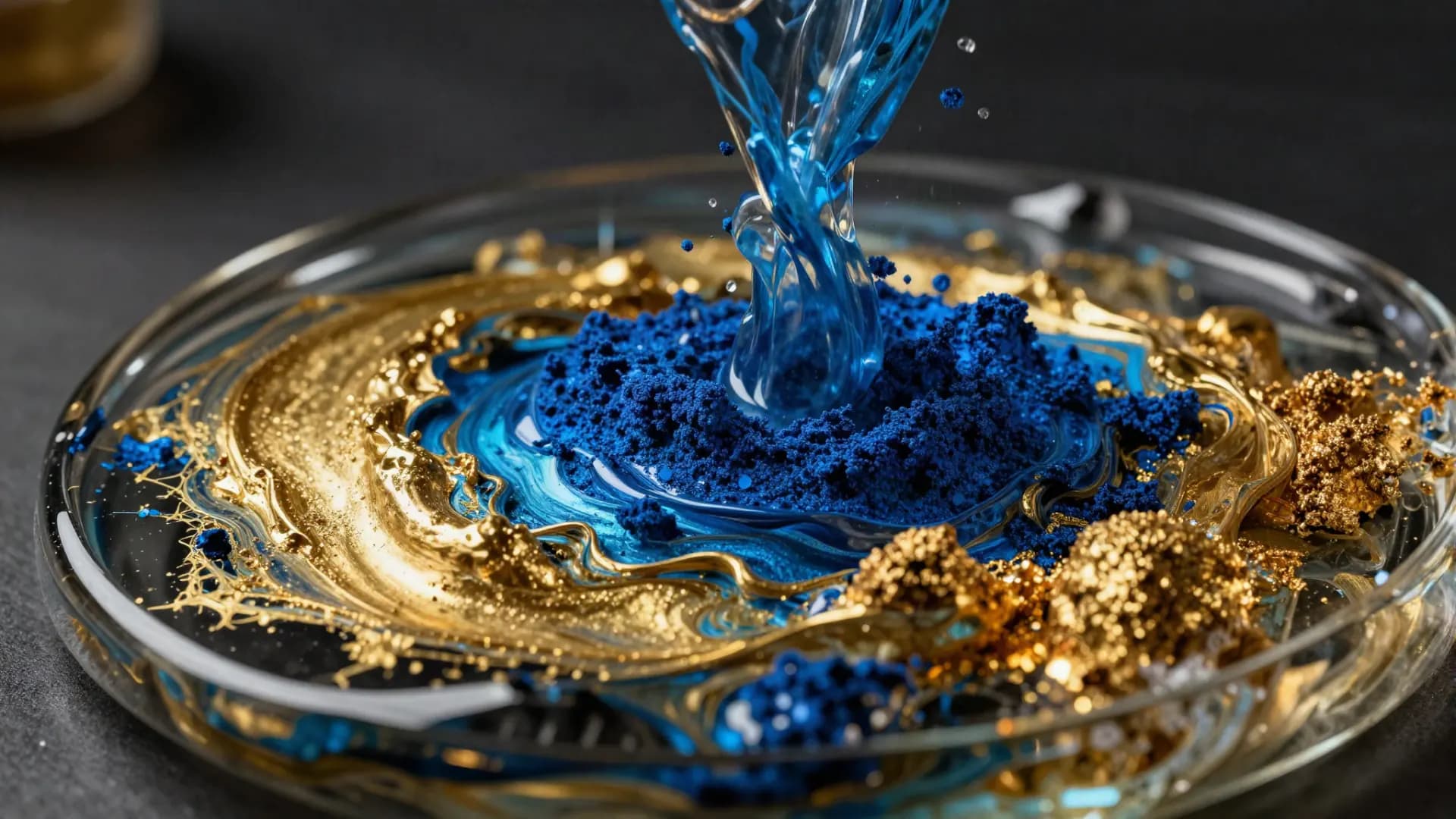 Pigments and epoxy resin swirling together